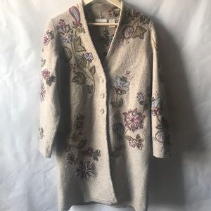 Tweeds wool cardigan embroidered sweater size s